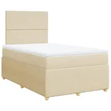 vidaXL Boxspringbett mit Matratze Creme 120x190 cm Stoff