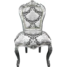 Casa Padrino Barock Esszimmerstuhl Silber Schwarz Muster