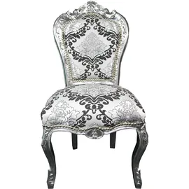 Casa Padrino Barock Esszimmerstuhl Silber Schwarz Muster