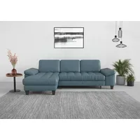 sit&more Ecksofa SIT & MORE "Westham L-Form", bunt (graublau), B:275cm H:88cm T:172cm, 100% Polyester, Sofas, Ecksofa, Recamiere, mit oder ohne Bettfunktion, Bettkasten, Füße wengefarben