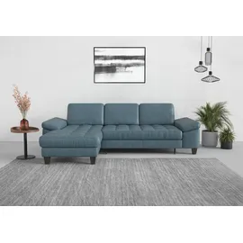 sit&more Ecksofa SIT & MORE "Westham L-Form", bunt (graublau), B:275cm H:88cm T:172cm, 100% Polyester, Sofas, Ecksofa, Recamiere, mit oder ohne Bettfunktion, Bettkasten, Füße wengefarben