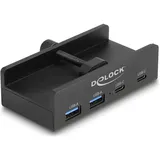 DeLock Externer USB 5 Gbps 4 Port Hub 2 x USB Typ-A und 2 x USB Type-CTM mit Feststellschraube 64262 Schnittstellen-Hub 2.0 Type-A 5000 Mbit/s Schwarz