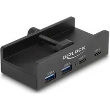 DeLock Externer USB 5 Gbps 4 Port Hub 2 x USB Typ-A und 2 x USB Type-CTM mit Feststellschraube 64262 Schnittstellen-Hub 2.0 Type-A 5000 Mbit/s Schwarz