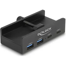 DeLock Externer USB 5 Gbps 4 Port Hub 2 x USB Typ-A und 2 x USB Type-CTM mit Feststellschraube 64262 Schnittstellen-Hub 2.0 Type-A 5000 Mbit/s Schwarz