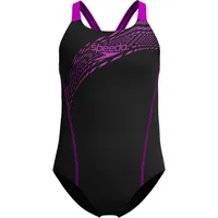 Speedo Medley Logo Medalist Badeanzug Mädchen in Schwarz-Violett -
