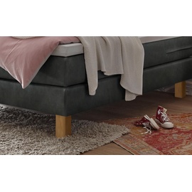 Hasena Boxspringbett 140-180 cm braun / Dunkelgrau, Liegefläche:140 x 200 cm, Topper:Superio-Topper