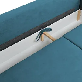 beautysofa Ecksofa VINCI mit Schlaffunktion und Bettkasten, Blau Velo 631, Uniwersalle Ottomane - Blau