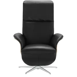 Nils Olsen Relaxsessel Frederik Kunstleder 78 x 113 x 79 cm schwarz mit verstellbarer Fußstütze