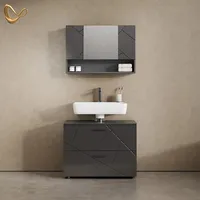 Livinity® Badmöbel-Set Ronco Anthrazit Holzwerkstoff, 5 Fächer, 2 Teile,