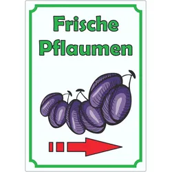 Frische Pflaume Aufkleber Hochkant mit Pfeil rechts A0 (841x1189mm)