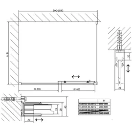 Polysan Easy Line Komplettdusche mit Schiebetür verschiedene Größen 100 x 190 cm 1015EL3215-SET