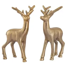 Amagohome Deko Figur Hirsch 2er Set Tischdekoration Tierfigur Metall Weihnachtsdeko Aluminium massiv : gold