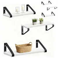 Relaxdays Wandregal 3 Größen 40 x 12 x 10 cm Schwarz/Weiß