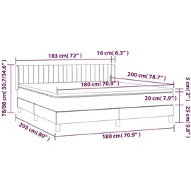 vidaXL Boxspringbett 180 x 200 cm Blau