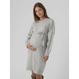 MAMA LICIOUS Umstandskleid "MLNEWANNE L/S ABK KNIT DRESS A. NOOS", Damen, Gr. M, N-Gr, grau (light grau melange), Strick, Obermaterial: 50% Polyacryl, 50% Polyester, meliert, regular fit kurz, Rundhals, Kleider, Regular Fit, mit Rundhalsausschnitt, kurz, Langarm