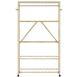 vidaXL Kleiderständer mit Ablagen und Rollen 110x40x180 cm braun