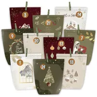 LuxusKollektion befüllbarer Adventskalender Adventskalender 24 Tüten Zahlen Aufkleber Stilvollen Grün Rot Beige