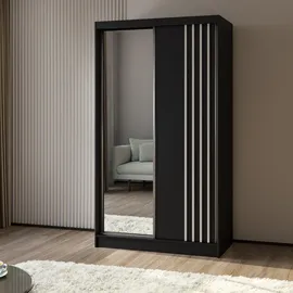masseno Schwebetürenschrank NELVIA 120 x 216 x 61 cm Schwarz