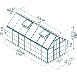 CANOPIA Hybrid Alu silber Polycarbonat 0,7 mm/Dach HKP 4 mm 7,9 m2 inkl. Stahlfundament