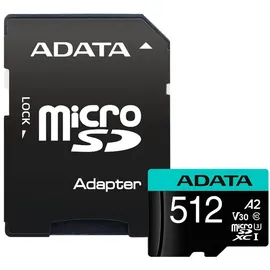 A-Data microSDXC Premier Pro 512GB Class 10 UHS-I V30 + SD-Adapter