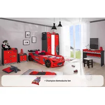 Aileenstore Kinderzimmer komplett Set Autobett Rio 5 teilig Rot