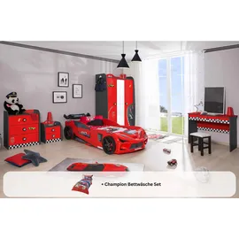 Aileenstore Kinderzimmer komplett Set Autobett Rio 5 teilig Rot