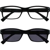 The Reading Glasses Company Die Lesebrille Unternehmen Herren Groß Schwarz Leser Mit Sonne Leser Doppelpack Federscharniere RS11-1 +1,00