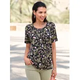 Classic Basics Sieh an! Kurzarm-Shirt in schwarz-rosé-bedruckt | Gr.: 38