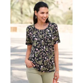 Classic Basics Sieh an! Kurzarm-Shirt in schwarz-rosé-bedruckt | Gr.: 38