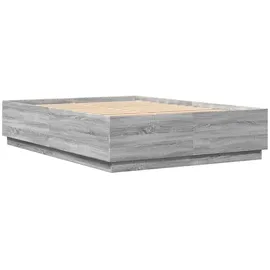 vidaXL Bettgestell mit LED Grau Sonoma 160x200 cm Holzwerkstoff