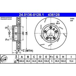 Bremsscheibe ATE 24.0136-0128.1 für Porsche Panamera