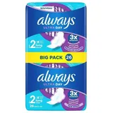0,35€/Stück - 4x Always Ultra Damenbinden, Größe 2, lange Flügel– 26 Stück