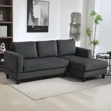 Homcom Eckcouch Cord 3-Sitzer Dunkelgrau