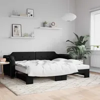 VidaXL Tagesbett Ausziehbar Schwarz 80x200 cm Stoff