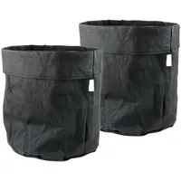Spetebo Papier Blumentopf 32 x 30 cm - anthrazit / 2er Set - Kraftpapier Übertopf - Deko Blumen Pflanzen Tasche Beutel Tüte Topf faltbar