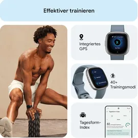 Fitbit Versa 4 aluminium platin/wasserfallblau