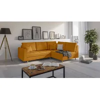 s-style möbel - Ecksofa mit Holzfüßen im skandinavischen Stil Marco aus Gelb Luxusmicrofaser - Ottomane rechts - B/T/H: 231 cm/161 cm/81 cm - Gelb