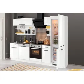 kochstation Küchenzeile »KS-Tulsa«, ohne E-Geräte, Breite 270 cm, schwarze Metallgriffe, MDF Fronten weiß