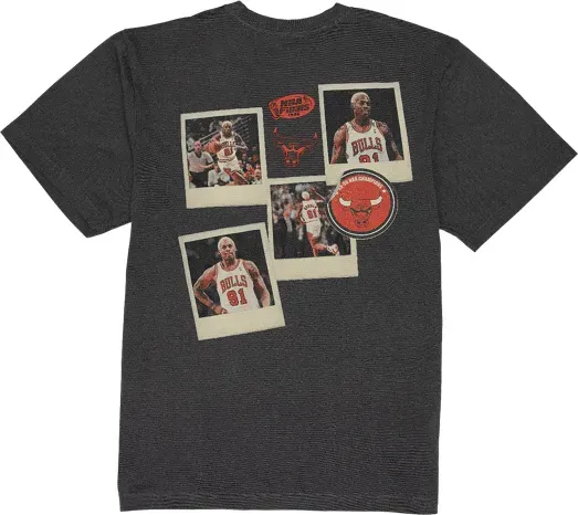 Mitchell and Ness Chicago Bulls NBA Player Retro Photo Dennis Rodman T-Shirt Schwarz