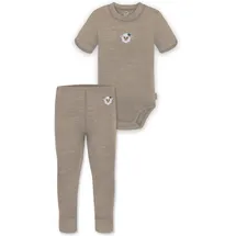 normani Outdoor Sports Baby Merino Kurzarmbody „Tihoi" und Hose „Tutira" in Beige | Gr.: 68