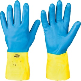 Feldtmann Industrie Gummihandschuh Stronghand KENORA blau/gelb Größe 9 lebensmittelgeeignet und chemikalienbeständig