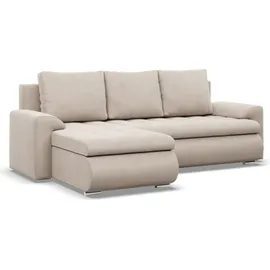 mebligo Links Ecksofa mit Schlaffunktion FORESTA, Sofa mit bettkasten Beige - Beige