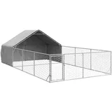 vidaXL Outdoor-Hundezwinger mit Auslauf 7x3x1,9 m Silber