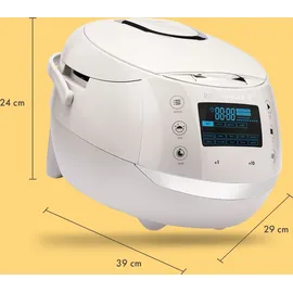 Reishunger Digitaler Reiskocher, Grau (860W/1,5l) für bis zu 8 Personen, Multikocher mit 12 Programmen, Timer- und Warmhaltefunktion inkl. Reishunger - Grau