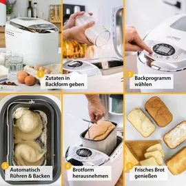 tzs-first-austria TZS First Austria - Brotbackautomat 12 Programme, Kunststoff, bis 1250g, Weiß