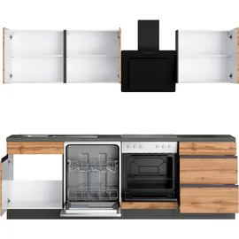 kochstation Winkelküche L-Form 340 cm grau