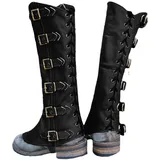 Mittelalter Gothic Überschuhe - Vintage PU Leder Beinschutz Gamaschen Leggings Steampunk Wikinger Piraten Überschuhe für Karneval Halloween Party - N