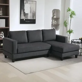 Homcom Eckcouch Cord 3-Sitzer Dunkelgrau