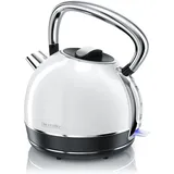 Edelstahl Wasserkocher im Retro Vintage Style – 1,7 L – 2200 W – kabellos – Kalkfilter – automatische Abschaltung – Cool-Touch-Griff ... - Weiß