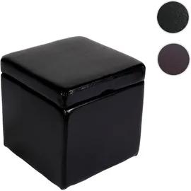 Mendler Sitzwürfel Onex mit Deckel Leder + Kunstleder 45 x 44 x 44 cm Schwarz